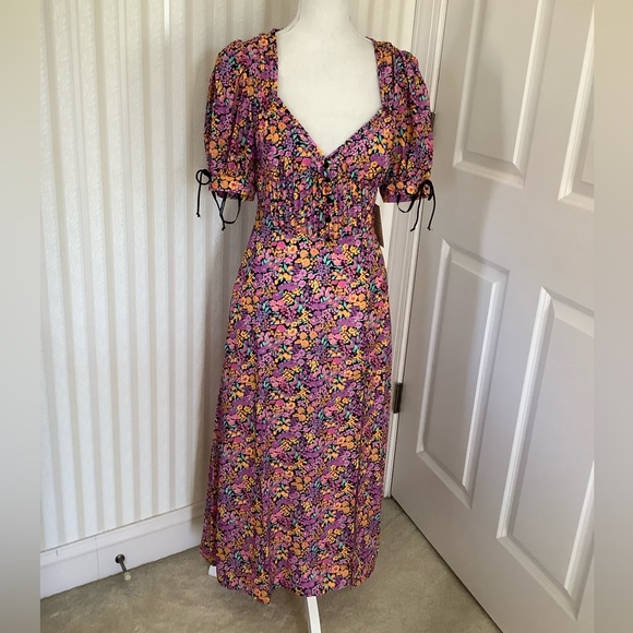 For Love And Lemons Maud Midi Dress In Pink Size XS - Picture 3 of 12